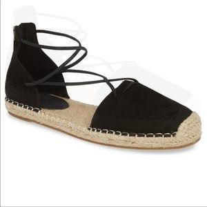Eileen Fisher Black Suede Strap Espadrilles Size 7